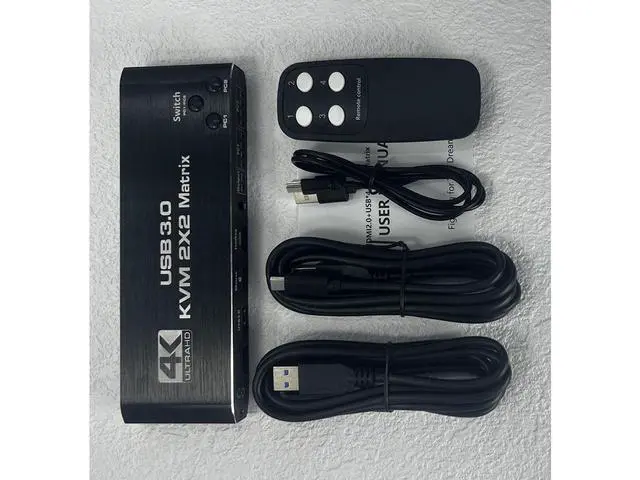 Alt view image 7 of 7 - 2x2 HDMI KVM Matrix Switch 2 Monitors 2 Computers 4K 60z, 2 PC 2 Monitor KVM Switch, Dual Monitor HDMI USB 3.0 KVM 2x2 Matrix Switch 2 in 2 Out, Support HDCP2.2, Hotkey,Extended And Mirror Display