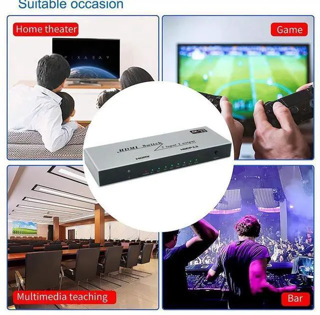 Alt view image 6 of 7 - HDMI 2.0 Switch 7 in 1 Out - 4K @60Hz HDMI Selector Switch with Remote,18Gbps HDMI 2.0 HDR HDCP 3D, Support 4K@60Hz 2160p 1080p Premium Quality Auto Switcher Hub for PS4/5 Xbox,TV, Nintendo eokCXOY