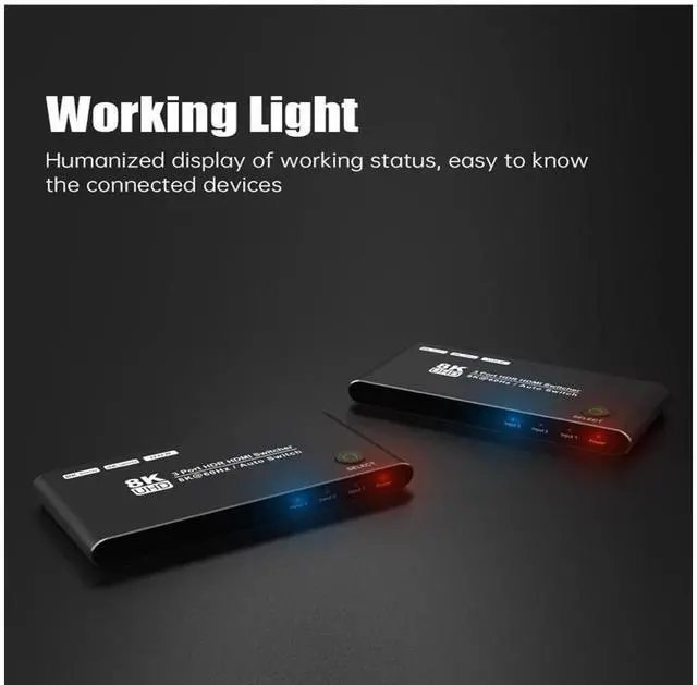 Alt view image 5 of 7 - 8K HDMI-compatible 3 in 1 Out Switcher Selector Box HD 2.1 Switch High Speed 48Gbps 8K@60Hz 4K@120Hz for PS5 Projectors Monitor eokCXOY