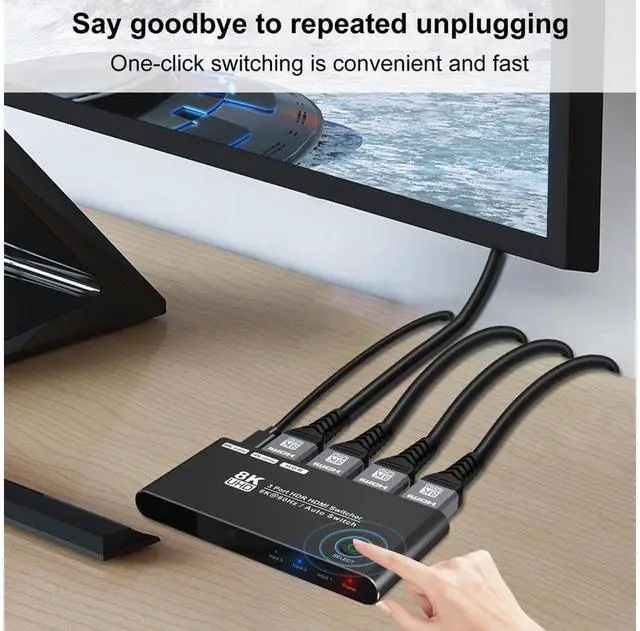 Alt view image 4 of 7 - 8K HDMI-compatible 3 in 1 Out Switcher Selector Box HD 2.1 Switch High Speed 48Gbps 8K@60Hz 4K@120Hz for PS5 Projectors Monitor eokCXOY