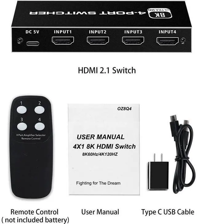 Alt view image 7 of 7 - HDMI Switch 4K 120Hz, HDMI Splitter 4 in 1 Out, HDMI 2.1 Switch Support 8K@60Hz 48Gbps for Xbox Series PS5/4/3 HD TV Monitor Projector eokCXOY