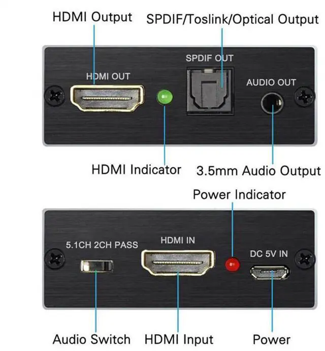 Alt view image 2 of 7 - HDMI-compatible Audio Extractor Stereo Converter HDMI to HDMI +SPDIF 3D Optical Toslink Stereo Audio Splitter Extractor Converter eokCXOY