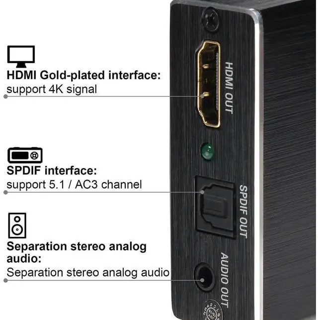 Alt view image 4 of 7 - HDMI-compatible Audio Extractor Stereo Converter HDMI to HDMI +SPDIF 3D Optical Toslink Stereo Audio Splitter Extractor Converter eokCXOY
