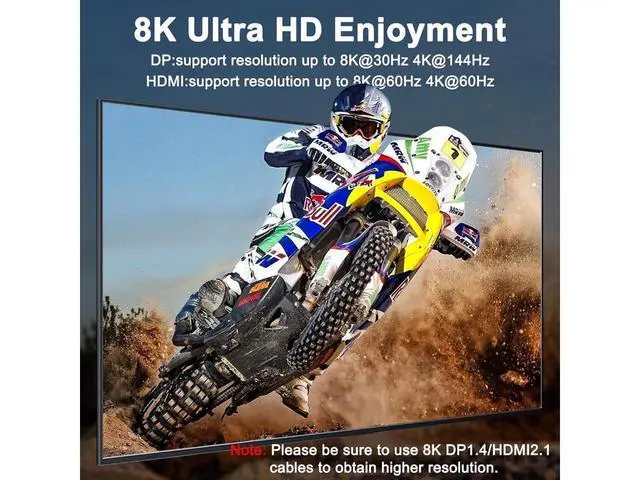 Alt view image 4 of 7 - KVM Switch 3 Monitors 3 Computers 8K@60Hz 4K@144Hz, HDMI+2 Displayport Triple Monitor KVM Switch for 3 Computer Share 3 Monitor and 4 USB3.0 Devices, Wired Remote and 12V power Adapter Included