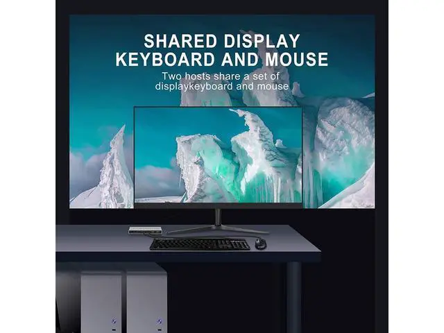 Alt view image 4 of 7 - DisplayPort USB KVM Switch 2 Port 4K 60Hz USB and DP Switch for 2 Computers Share Keyboard Mouse Printer Monitor for Laptop,PC, Xbox HDTV, with 2x USB Cable, 1x Switch Button Cable, 1x Power Cable