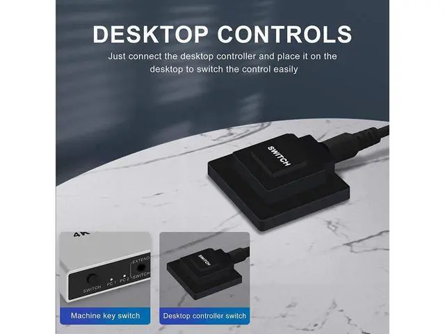Alt view image 5 of 7 - DisplayPort USB KVM Switch 2 Port 4K 60Hz USB and DP Switch for 2 Computers Share Keyboard Mouse Printer Monitor for Laptop,PC, Xbox HDTV, with 2x USB Cable, 1x Switch Button Cable, 1x Power Cable