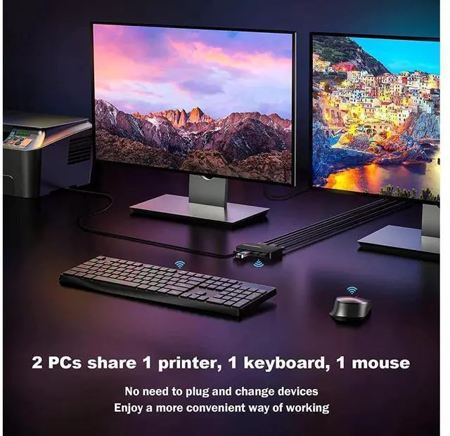 Alt view image 3 of 7 - USB 3.0 Switch, USB KVM Switcher for 2 Computers Sharing 4 USB Devices KVM Switcher Box for Printer Keyboard Mouse Scanner U-Disk 2 in 4 Out USB Switch Box eokCXOY