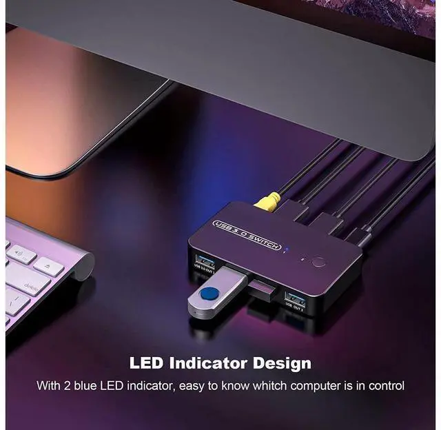Alt view image 4 of 7 - USB 3.0 Switch, USB KVM Switcher for 2 Computers Sharing 4 USB Devices KVM Switcher Box for Printer Keyboard Mouse Scanner U-Disk 2 in 4 Out USB Switch Box eokCXOY