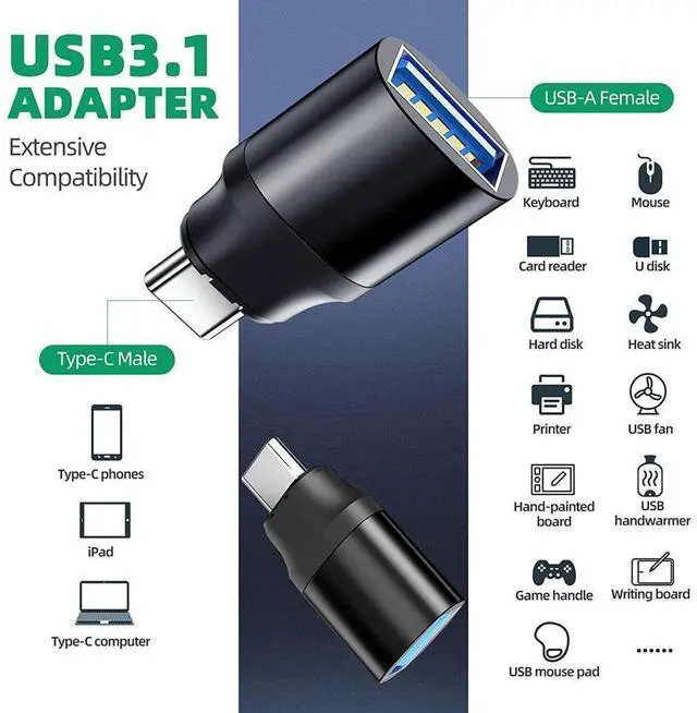 Alt view image 4 of 6 - USB C to USB Magnetic Adapter 24Pins USB C Male to USB A Female Adapter 2 Pack with PD 60W Charge 10Gbps USB3.1/USB3.0 for M-a-c-B-o-o-k Pro /Air and More Type C Devices eokCXOY