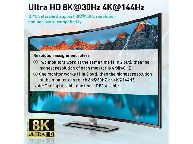 Alt view image 3 of 7 - Dual Monitor DisplayPort KVM Switch 8K@30Hz for 2 PCs 2 Monitors, USB 3.0 DP1.4 KVM Switch 2 Displayport in Displayport + HDMI Out, Backnward Compatible DP1.2 with DP+USB Cables and Wired Controller