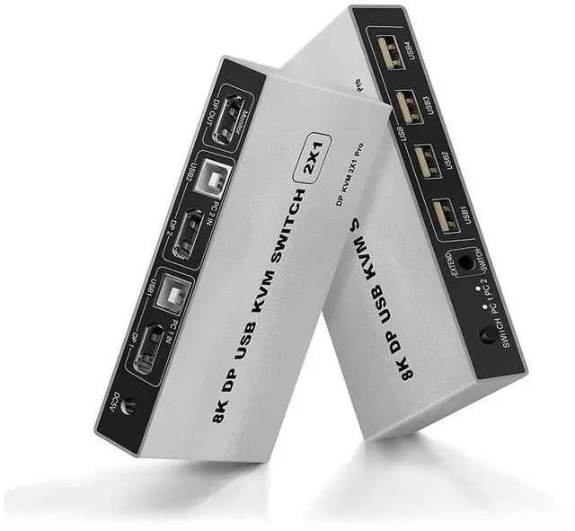 Main image of 8K DisplayPort KVM Switch 2 Port USB and DP Switch for 2 Computers Share Keyboard Mouse Printer Monitor for Laptop,PC,Xbox HDTV eokCXOY