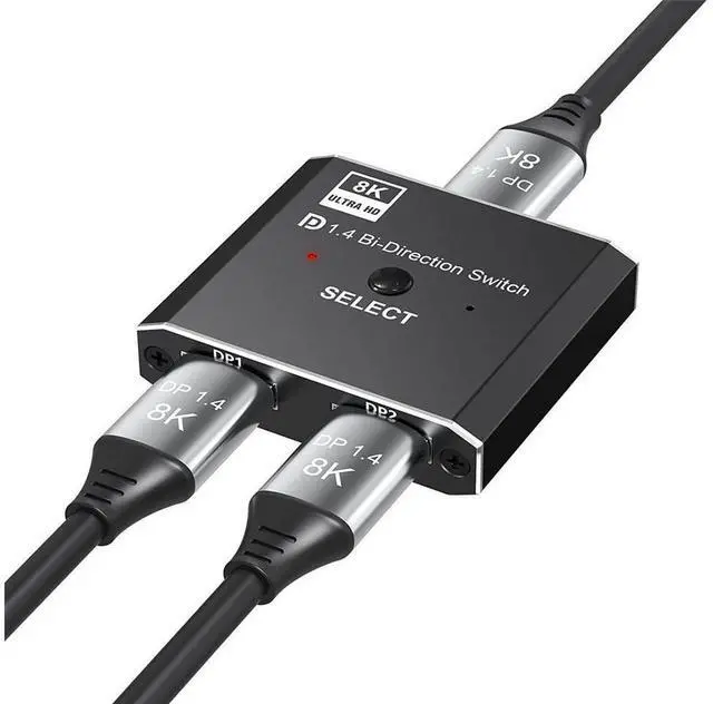Main image of Displayport Switch,ADKING 8K DP 1.4 Swticher Bi-Directional Displayport Splitter Adapter 1 Input 2 Output Support 8K@30Hz 3D for Monitor Projector TV Laptop eokCXOY