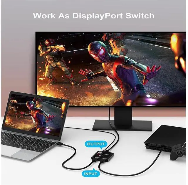 Alt view image 5 of 7 - Displayport Switch,ADKING 8K DP 1.4 Swticher Bi-Directional Displayport Splitter Adapter 1 Input 2 Output Support 8K@30Hz 3D for Monitor Projector TV Laptop eokCXOY