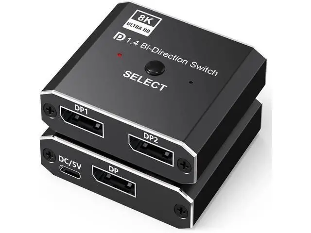 Alt view image 7 of 7 - Displayport Switch,ADKING 8K DP 1.4 Swticher Bi-Directional Displayport Splitter Adapter 1 Input 2 Output Support 8K@30Hz 3D for Monitor Projector TV Laptop eokCXOY