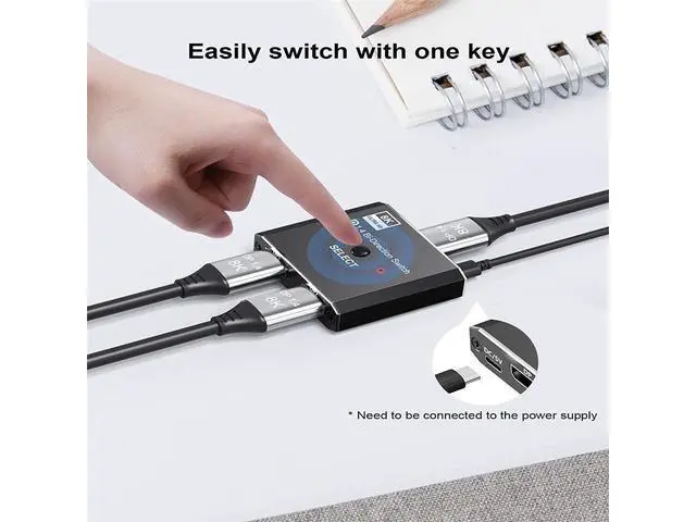 Alt view image 4 of 7 - Displayport Switch,ADKING 8K DP 1.4 Swticher Bi-Directional Displayport Splitter Adapter 1 Input 2 Output Support 8K@30Hz 3D for Monitor Projector TV Laptop eokCXOY