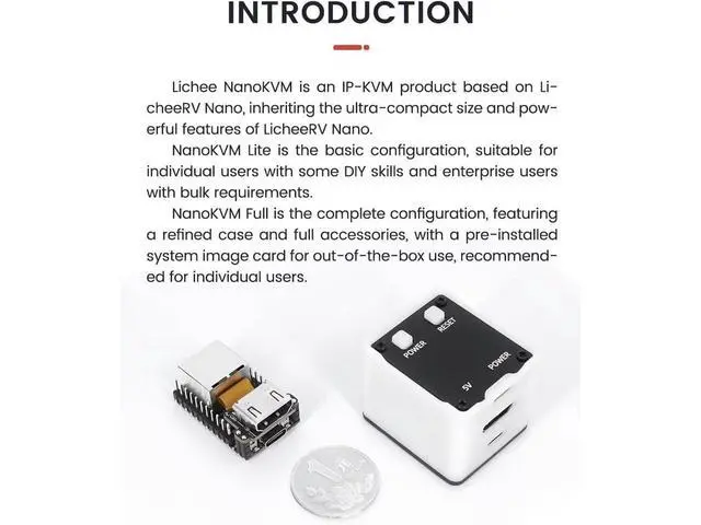 Alt view image 4 of 7 - Sipeed NanoKVM IP-KVM Mini Remote Control Operations Maintenance Server, 2Gbit 256MB DDR3 RISC-V Linux Development Board, 1TOPS NPU 1GHz C906 RISC-V CPU, USB HDMI 100M Network Port (Black Full Kit)