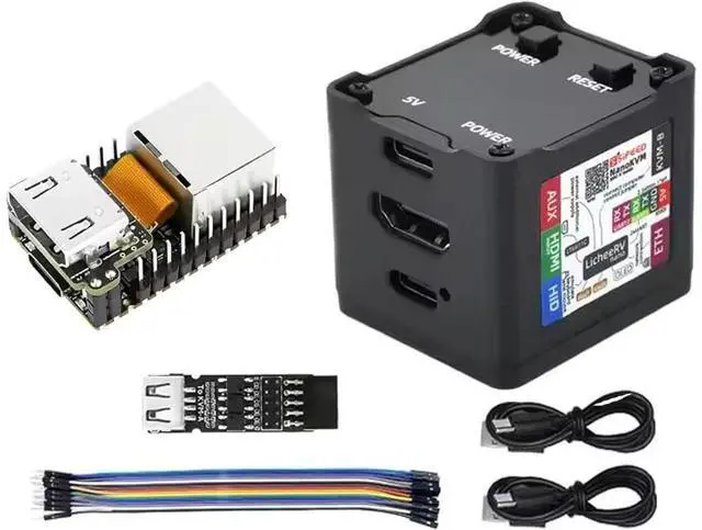 Main image of Sipeed NanoKVM IP-KVM Mini Remote Control Operations Maintenance Server, 2Gbit 256MB DDR3 RISC-V Linux Development Board, 1TOPS NPU 1GHz C906 RISC-V CPU, USB HDMI 100M Network Port (Black Full Kit)