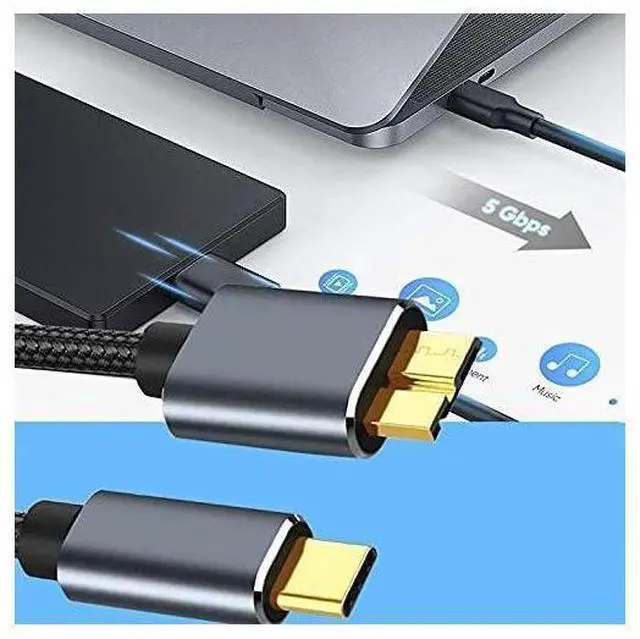 Alt view image 5 of 7 - USB C to Micro B Cable 3.0, Type C to Micro B Hard Drive Cable, Micro B to USB Type C Cable for Toshiba Canvio, Seagate, WD External Hard Drive, Chromebook Pixel and More (1 Pack-3.3ft / 1M) eokCXOY