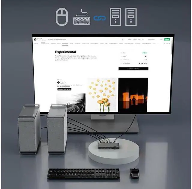 Alt view image 5 of 7 - HDMI KVM Switch 2 Port, USB2.0, Ultra HD 4K @60Hz, 2 PC Share 1 Set of Keyboard, Mouse and Monitor,Support Wireless Keyboard and Mouse eokCXOY
