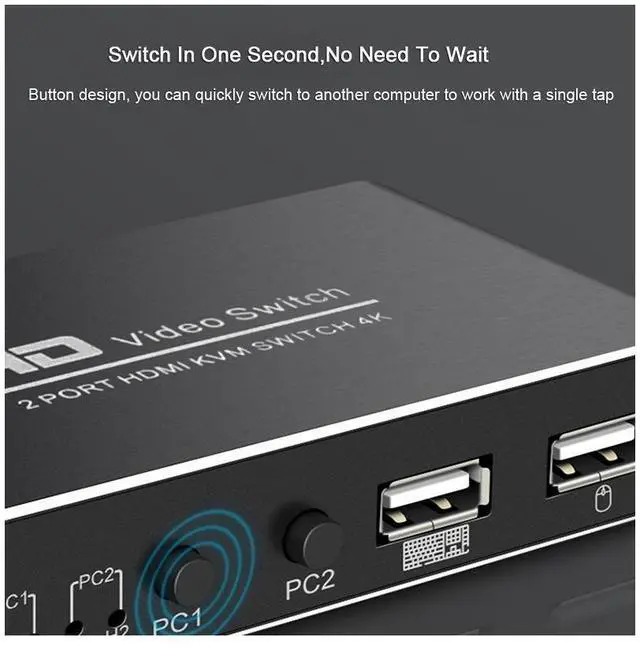 Alt view image 5 of 7 - 1Pcs 2X1 HDMI KVM Switch Monitor Swich UHD 4K@30Hz 2 In 1 Out Hotkey Switch with 2 Pcs 4.9ft KVM Cables Supports Mechanical and Multimedia Keyboard &Mouse USB 2.0 Devices eokCXOY