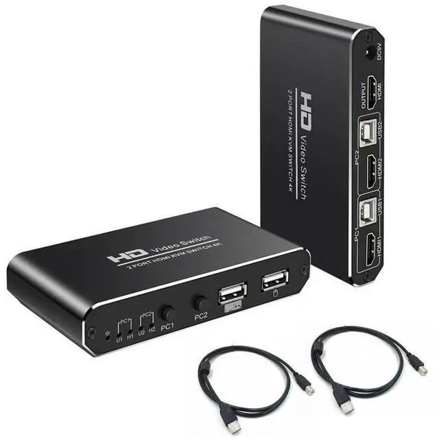 Main image of 1Pcs 2X1 HDMI KVM Switch Monitor Swich UHD 4K@30Hz 2 In 1 Out Hotkey Switch with 2 Pcs 4.9ft KVM Cables Supports Mechanical and Multimedia Keyboard &Mouse USB 2.0 Devices eokCXOY
