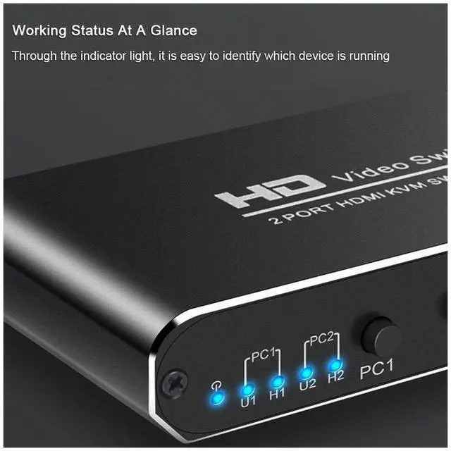 Alt view image 4 of 7 - 1Pcs 2X1 HDMI KVM Switch Monitor Swich UHD 4K@30Hz 2 In 1 Out Hotkey Switch with 2 Pcs 4.9ft KVM Cables Supports Mechanical and Multimedia Keyboard &Mouse USB 2.0 Devices eokCXOY