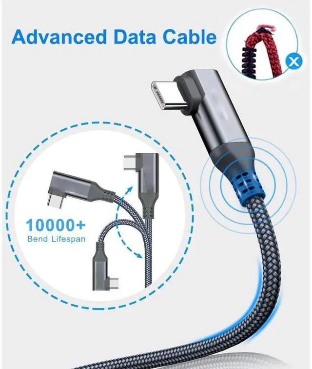 Alt view image 2 of 7 - Link Cable 16ft / 5M Braided USB Type C to A Cord 90 Degree Angled USB 3.2 Gen1 Data Transfer & Fast Charging Cable for Oculus Quest /Quest 2/Rift S and More Devices with USB C Port eokCXOY