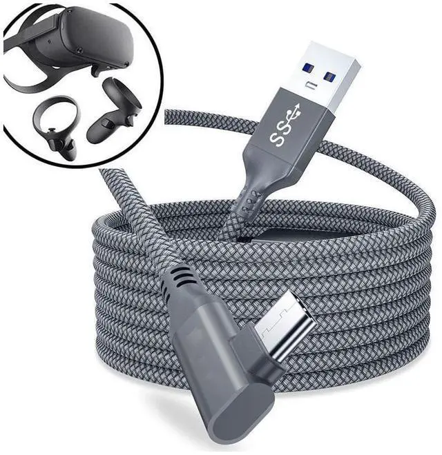 Main image of Link Cable 16ft / 5M Braided USB Type C to A Cord 90 Degree Angled USB 3.2 Gen1 Data Transfer & Fast Charging Cable for Oculus Quest /Quest 2/Rift S and More Devices with USB C Port eokCXOY