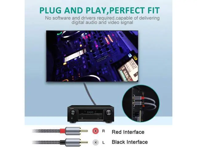 Alt view image 2 of 7 - [2 PACK, 3,3ft.] RCA Cable, 2-Male to 2-Male RCA Audio Stereo Subwoofer Cable [Hi-Fi Sound,Shielded] Auxiliary Audio Cord for Home Theater, HDTV, Amplifiers, Hi-Fi Systems,Speakers - 3.3 Feet eokCXOY