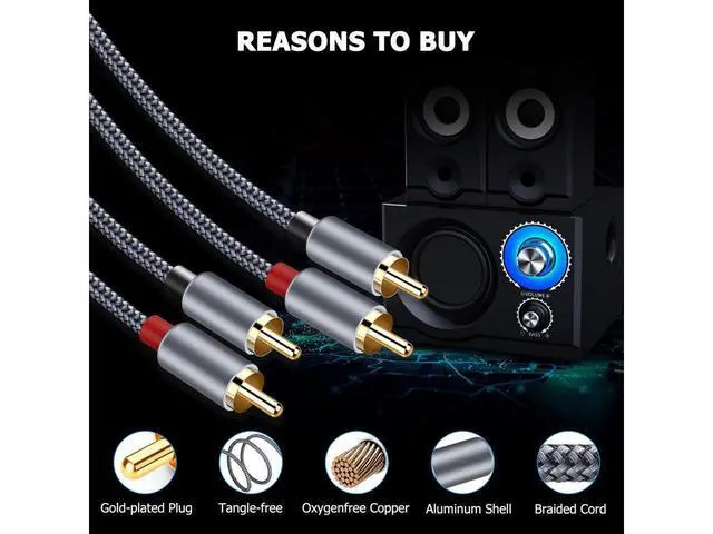 Alt view image 3 of 7 - [2 PACK, 3,3ft.] RCA Cable, 2-Male to 2-Male RCA Audio Stereo Subwoofer Cable [Hi-Fi Sound,Shielded] Auxiliary Audio Cord for Home Theater, HDTV, Amplifiers, Hi-Fi Systems,Speakers - 3.3 Feet eokCXOY