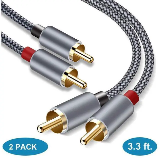 Main image of [2 PACK, 3,3ft.] RCA Cable, 2-Male to 2-Male RCA Audio Stereo Subwoofer Cable [Hi-Fi Sound,Shielded] Auxiliary Audio Cord for Home Theater, HDTV, Amplifiers, Hi-Fi Systems,Speakers - 3.3 Feet eokCXOY