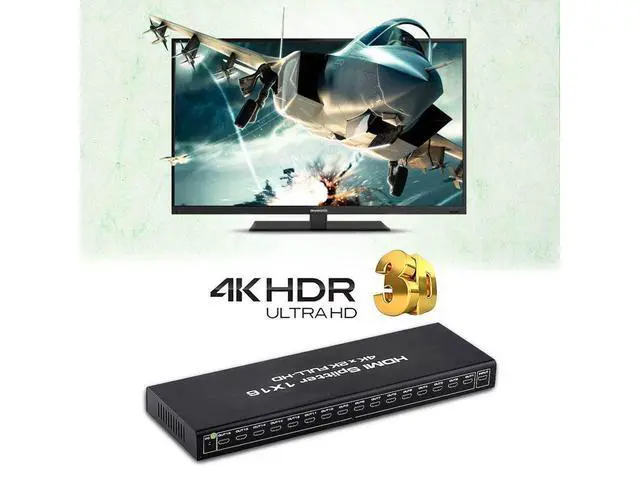 Alt view image 4 of 7 - HDMI Splitter, Duplicate/Mirror, 4K HDMI Splitter 1 in 16 Out [Metal Case, 16Port ] , Powered Splitter, 1 Source to 16 Identical Displays for TV, Projector eokCXOY