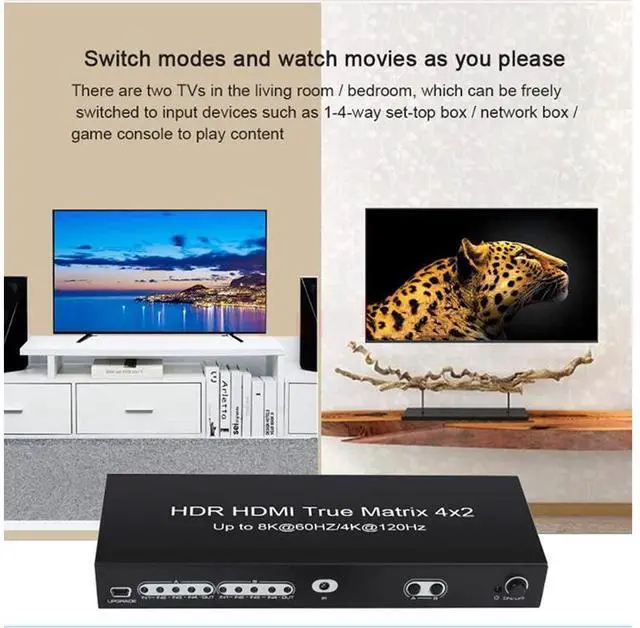 Alt view image 5 of 7 - 8K @60Hz HDR HDMI True Matrix 4x2, 4K @120Hz 4 in 2 Out HDMI Splitter Switcher HDMI Matrix Switch Box V2.1 Speed switcher, Suitable for PS4 HD TV Computer Monitor eokCXOY