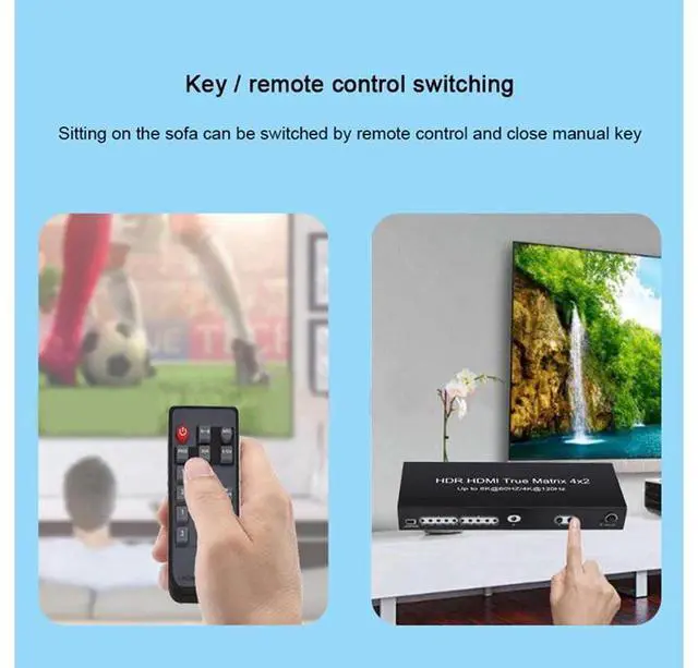 Alt view image 6 of 7 - 8K @60Hz HDR HDMI True Matrix 4x2, 4K @120Hz 4 in 2 Out HDMI Splitter Switcher HDMI Matrix Switch Box V2.1 Speed switcher, Suitable for PS4 HD TV Computer Monitor eokCXOY