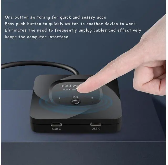 Alt view image 7 of 7 - USB C Switch, 8K 60Hz 2 in 1 Out/1 in 2 Out Bi Directional USB3.1 Type C Data Transfer Splitter, 10Gbps Data Transfer PD 100W Power Delivery Share Monitor Switch Selector with Power Indicator for PCs
