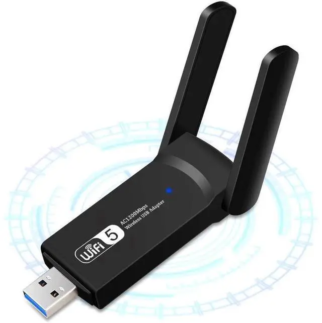 Main image of USB WiFi Adapter 1200Mbps Wireless Internet Adapter USB 3.0 WiFi Dongle for PC 802.11AC with 3dBi High Gain Antenna Support Linux Mac OS 10.15 Windows 10/8.1/8/7/ XP System, Easy to Use (Black)
