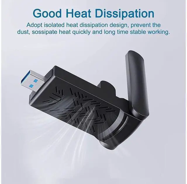 Alt view image 7 of 7 - USB WiFi Adapter 1200Mbps Wireless Internet Adapter USB 3.0 WiFi Dongle for PC 802.11AC with 3dBi High Gain Antenna Support Linux Mac OS 10.15 Windows 10/8.1/8/7/ XP System, Easy to Use (Black)