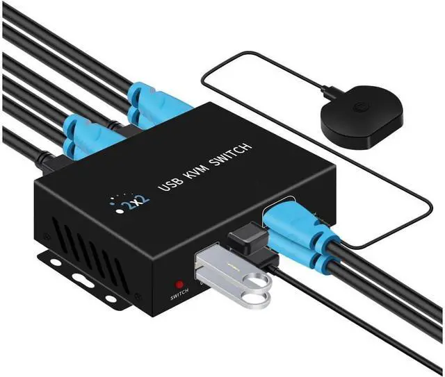 Main image of Dual Monitor HDMI Switch 2 Monitors 2 Computers 2 in 2 Out 8k@60hz 4k@120hz Supports Copying and Expanding 2 Screens at The Same time 4-Port USB 3.0 one-Touch Switch USB Cable and Desktop Controller