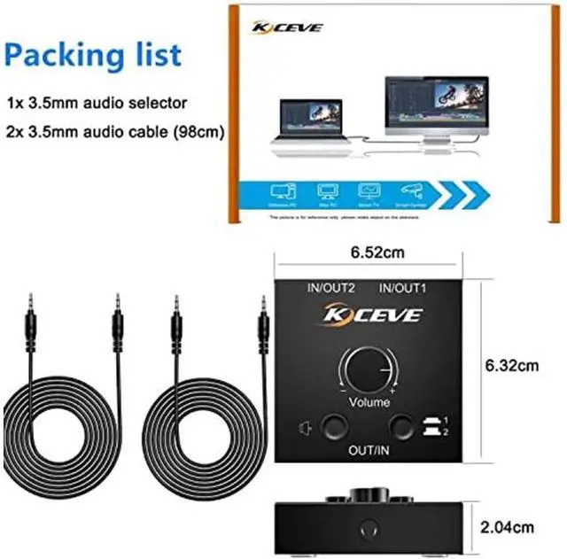 Alt view image 7 of 7 - 3.5mm Audio Selector, AUX 3.5mm Audio Splitter Headphone Switcher, Speaker Manual Selector for Audio Sharing, 2 in 1 Out eokCXOY