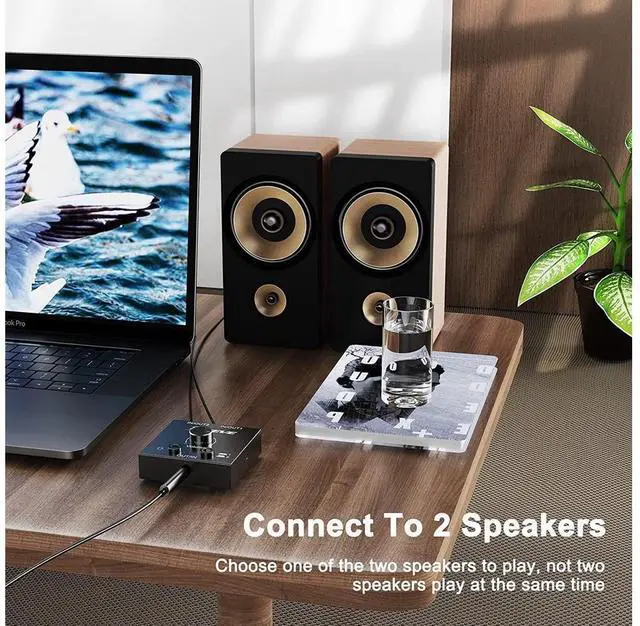 Alt view image 4 of 7 - 3.5mm Audio Selector, AUX 3.5mm Audio Splitter Headphone Switcher, Speaker Manual Selector for Audio Sharing, 2 in 1 Out eokCXOY