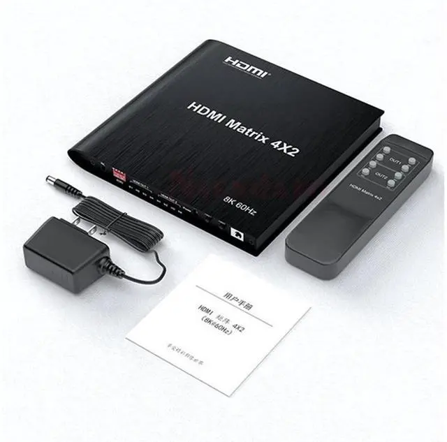 Alt view image 7 of 7 - 4x2 8K @60HZ HDMI Matrix Switcher, HDMI Matrix 4 in 2 Out 4K 120Hz HDR HDMI Splitter HDMI Scaler 8K 60Hz Sync, HDCP2.3 HDMI2.1 48 Gbps Matrix 4x2 with IR Remote and Power Adapter (US Standard) eokCXOY