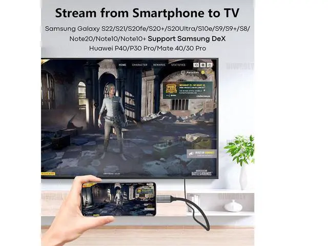 Alt view image 5 of 7 - USB C to DisplayPort Cable, 3.3Ft Type C to DP 1.4 Cable, 8K Thunderbolt 3 to Displayport Cord 32.4Gbps UHD 8K@30Hz/4K@144Hz/2K@240Hz, Support HBR3 HDR for MacBook Pro/Air, iPad, Samsung Galaxy