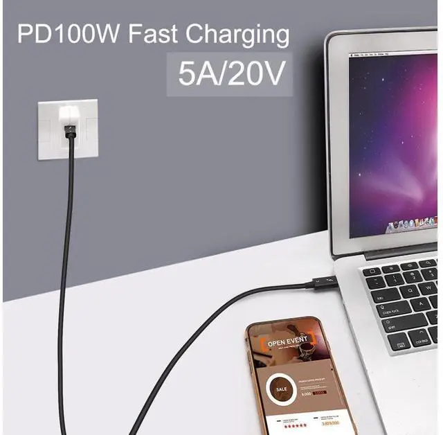 Alt view image 5 of 7 - 0.7M/2.3ft 100W Thunderbolt 3 cable 40Gbps 5K@60Hz Thunderbolt 3 to Thunderbolt 3 Cable for Thunderbolt 3 Docking Station Macs eokCXOY