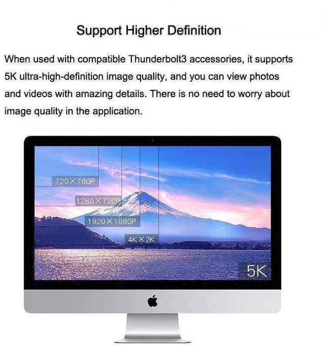 Alt view image 3 of 7 - 0.7M/2.3ft 100W Thunderbolt 3 cable 40Gbps 5K@60Hz Thunderbolt 3 to Thunderbolt 3 Cable for Thunderbolt 3 Docking Station Macs eokCXOY