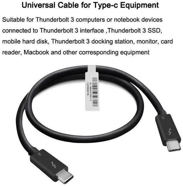 Alt view image 2 of 7 - 0.7M/2.3ft 100W Thunderbolt 3 cable 40Gbps 5K@60Hz Thunderbolt 3 to Thunderbolt 3 Cable for Thunderbolt 3 Docking Station Macs eokCXOY