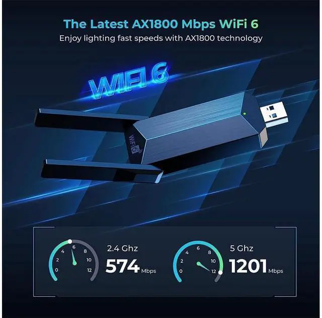 Alt view image 5 of 7 - USB WiFi 6 WiFi Adapter, AX1800 USB 3.0 Dual Band (5G & 2.4G) WiFi Dongle USB Wireless Adapter with 1800Mbps, 802.11AC Wireless Network Dongle High Gain Antennas for Win 10/11 Only eokCXOY