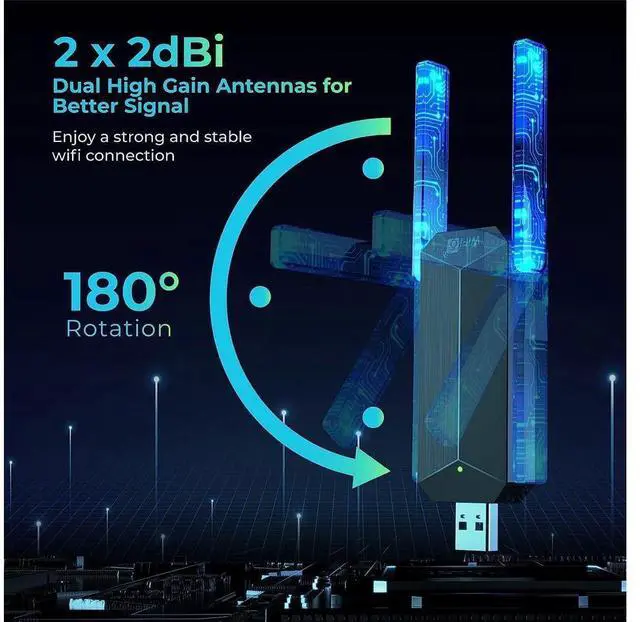 Alt view image 6 of 7 - USB WiFi 6 WiFi Adapter, AX1800 USB 3.0 Dual Band (5G & 2.4G) WiFi Dongle USB Wireless Adapter with 1800Mbps, 802.11AC Wireless Network Dongle High Gain Antennas for Win 10/11 Only eokCXOY