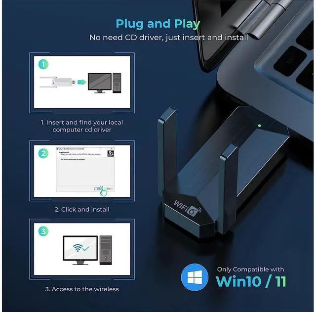 Alt view image 4 of 7 - USB WiFi 6 WiFi Adapter, AX1800 USB 3.0 Dual Band (5G & 2.4G) WiFi Dongle USB Wireless Adapter with 1800Mbps, 802.11AC Wireless Network Dongle High Gain Antennas for Win 10/11 Only eokCXOY