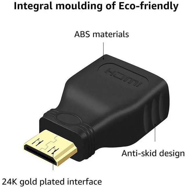 Alt view image 4 of 7 - HDMI Mini Adapter Mini HDMI to HDMI Connector 4K Support for Raspberry Pi Zero W, DSLR, Tablet, Camera, Camcorder, (2Pack)