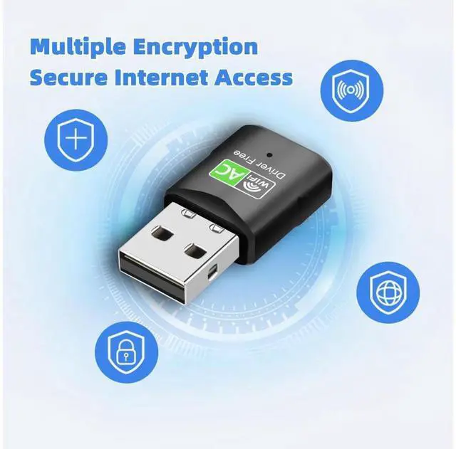 Alt view image 4 of 7 - USB WiFi Adapter, 5G/2.4G Driver Free Dual Band Wireless USB WiFi Adapter for PC, 600Mbps High Speed WiFi Adapter for Desktop PC, USB WiFi Dongle Support Windows 7/8/10/11 eokCXOY